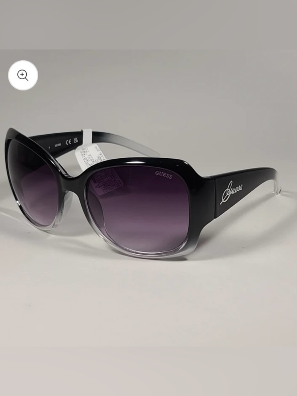 Guess GUF200 BLK-35A Oversized Butterfly Sunglasses Black Crystal Smoke Gradient